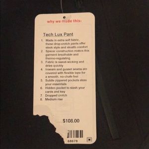 Lululemon Tech Lux Pant Size 2.